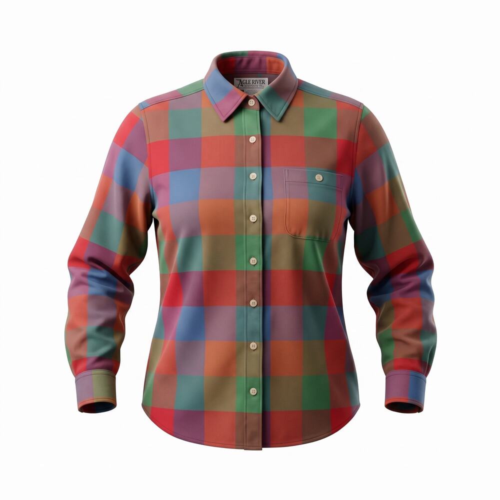 Vintage 90s Eagle River Traders Plaid Shirt Womens 10 USA Multicolor Cotton